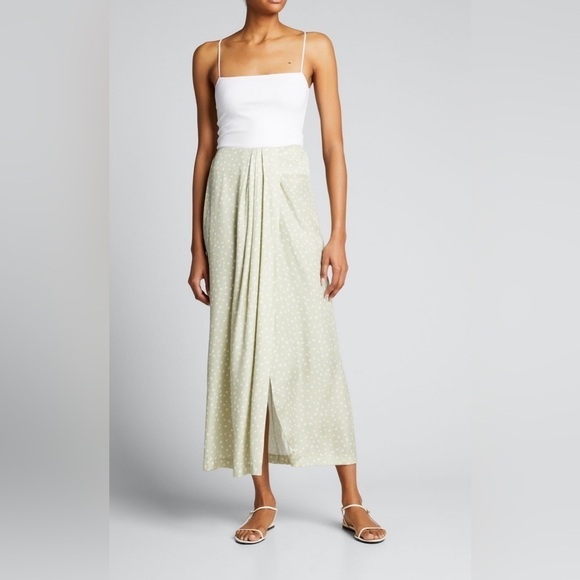 Vince Dresses & Skirts - NWT. Vince Silk Stone Dots Drape Skirt in Celery Size 12